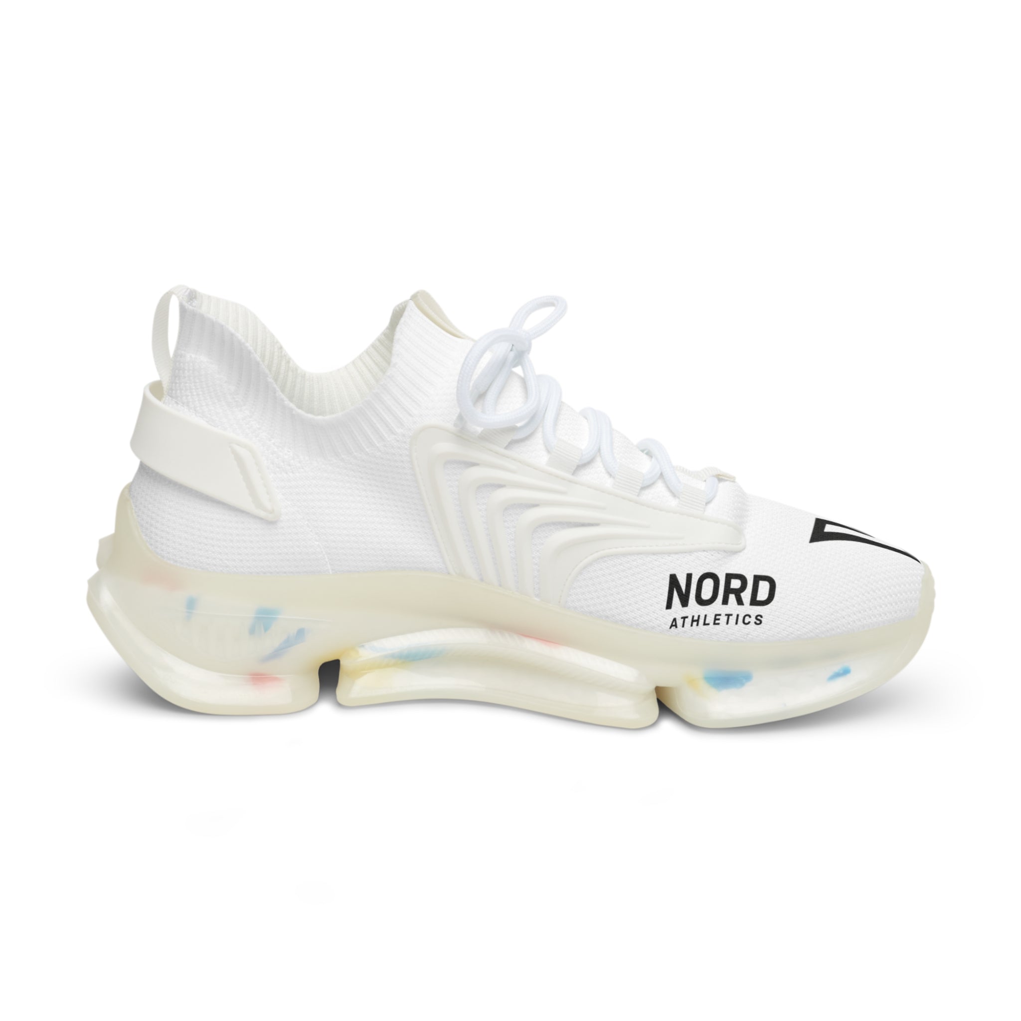 Men's White Mesh Sneakers — Lightweight Athletic Shoes with Breathable Knit Upper & Cushioned Sole