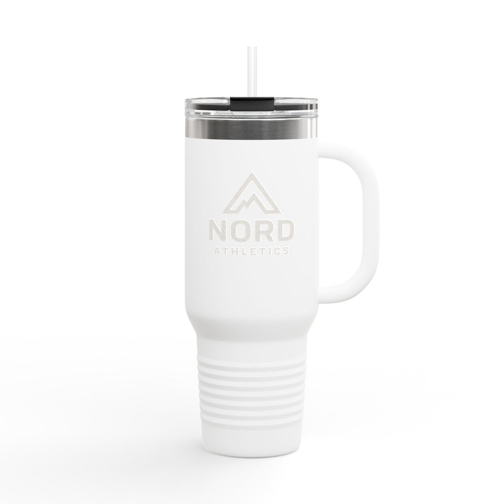 40oz Insulated Travel Mug — Nordic Adventure Stainless Steel Tumbler with Straw & Handle