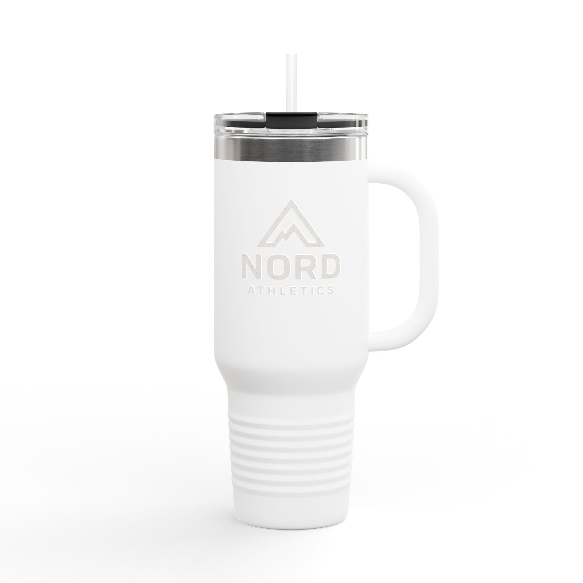 40oz Insulated Travel Mug — Nordic Adventure Stainless Steel Tumbler with Straw & Handle