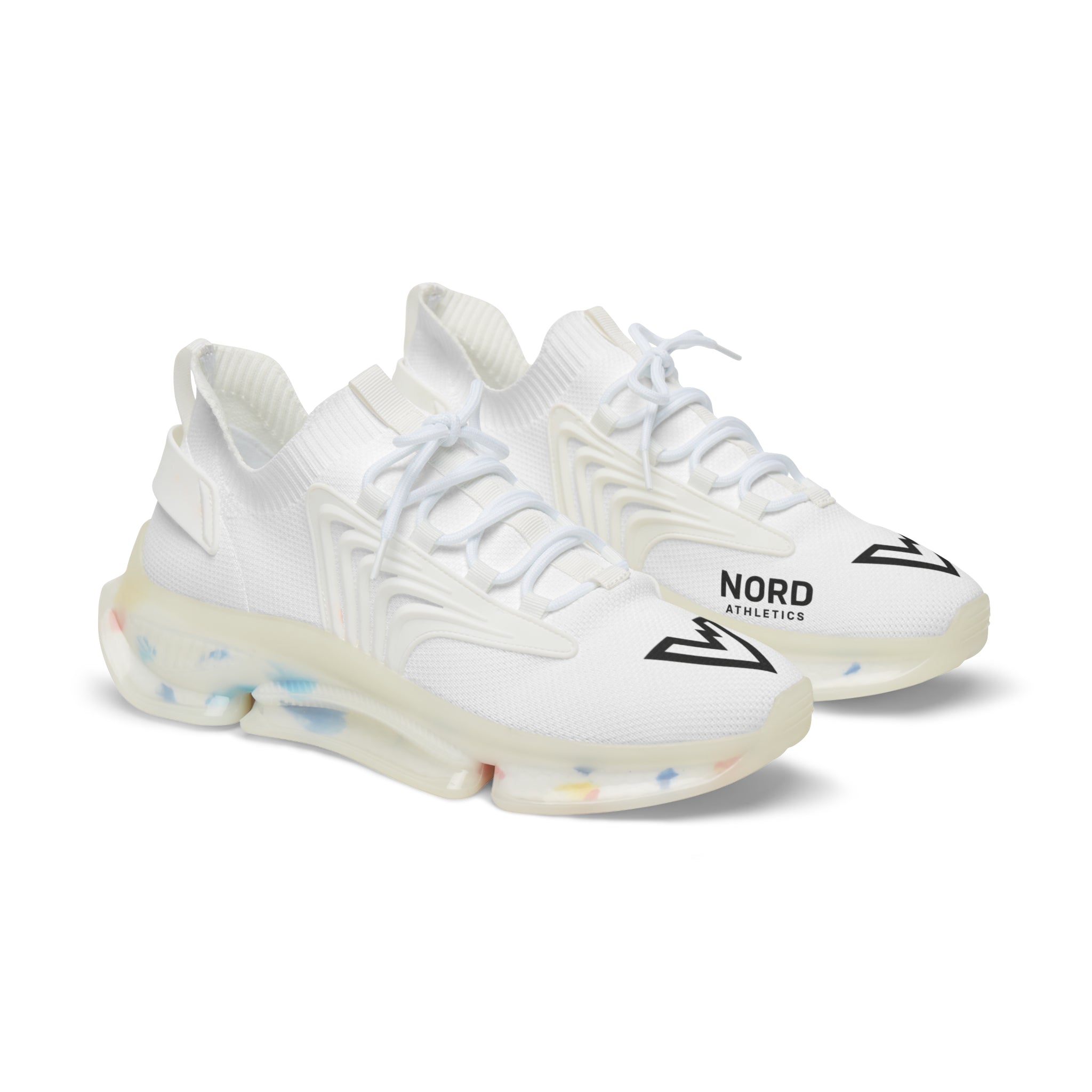 Men's White Mesh Sneakers — Lightweight Athletic Shoes with Breathable Knit Upper & Cushioned Sole