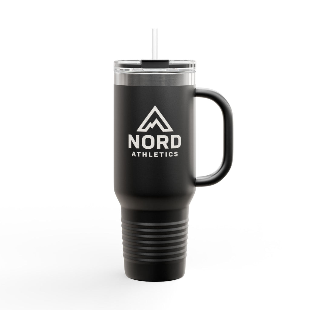 40oz Insulated Travel Mug — Nordic Adventure Stainless Steel Tumbler with Straw & Handle