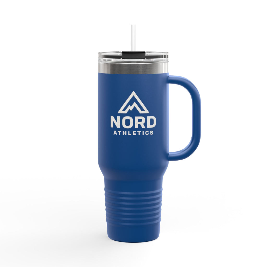40oz Insulated Travel Mug — Nordic Adventure Stainless Steel Tumbler with Straw & Handle