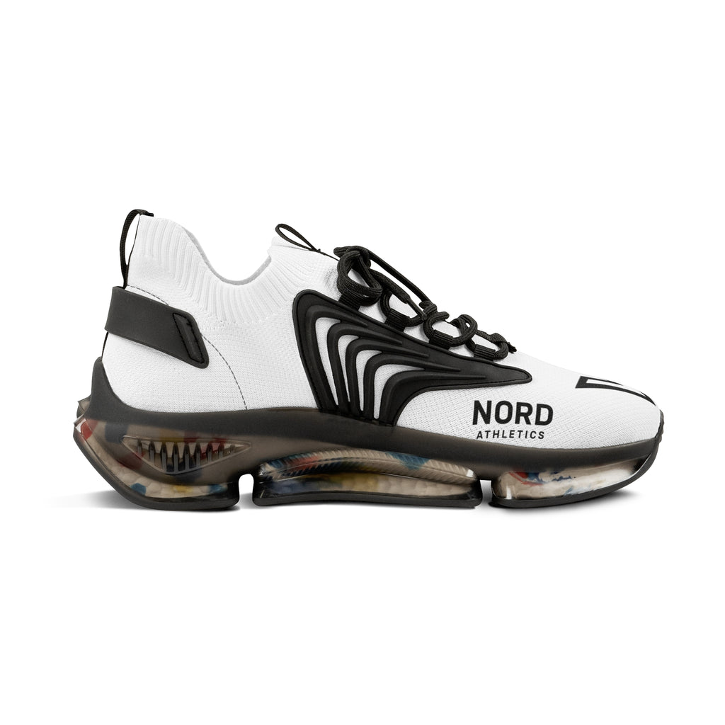 Men's White Mesh Sneakers — Lightweight Athletic Shoes with Breathable Knit Upper & Cushioned Sole