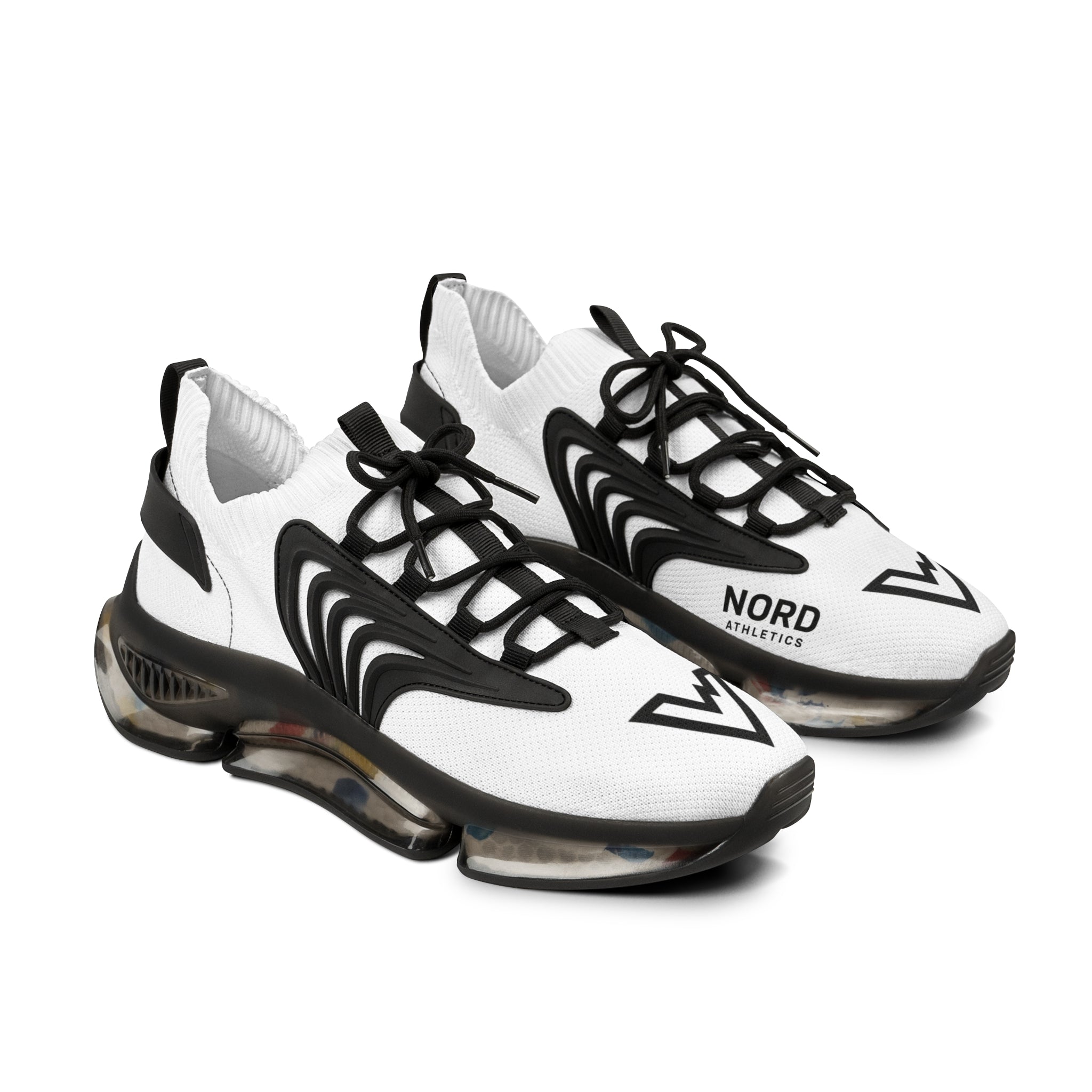 Men's White Mesh Sneakers — Lightweight Athletic Shoes with Breathable Knit Upper & Cushioned Sole